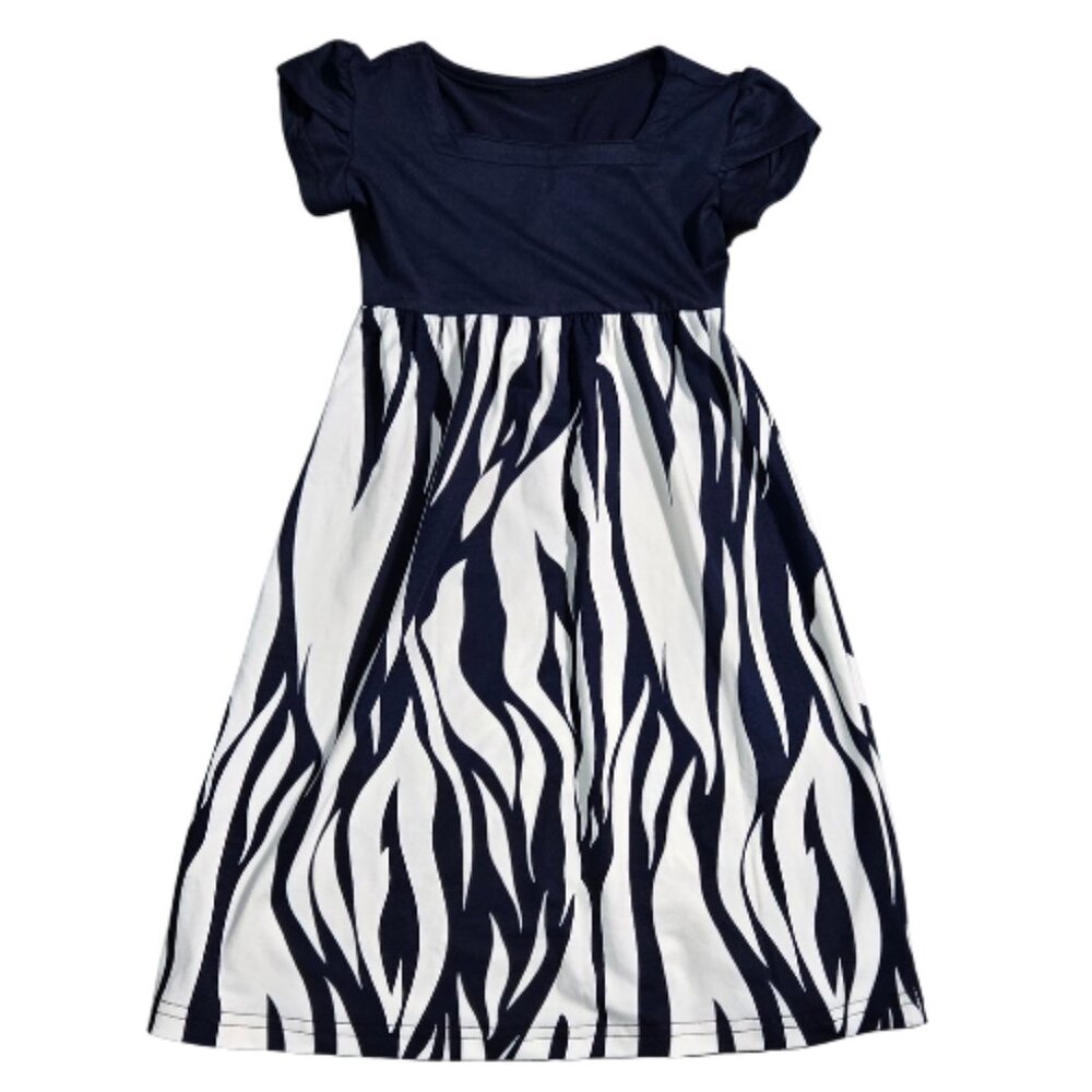 NWOT | Toddler Navy & White Zebra Print Dress | Flutter Sleeves | Size 100 (2/3T